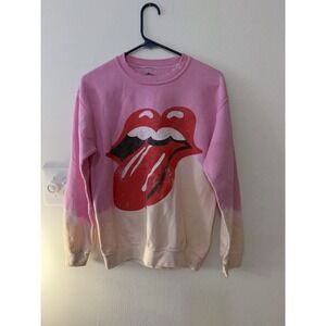 Urban Outfitters Rolling Stones Crewneck Sweatshirt Pink White Tye Dye Size S